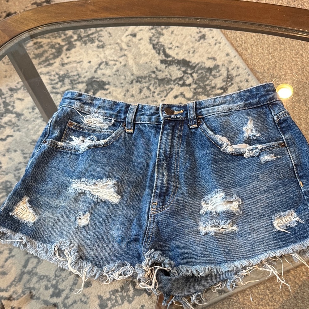 Zara Distressed Blue Jean Shorts